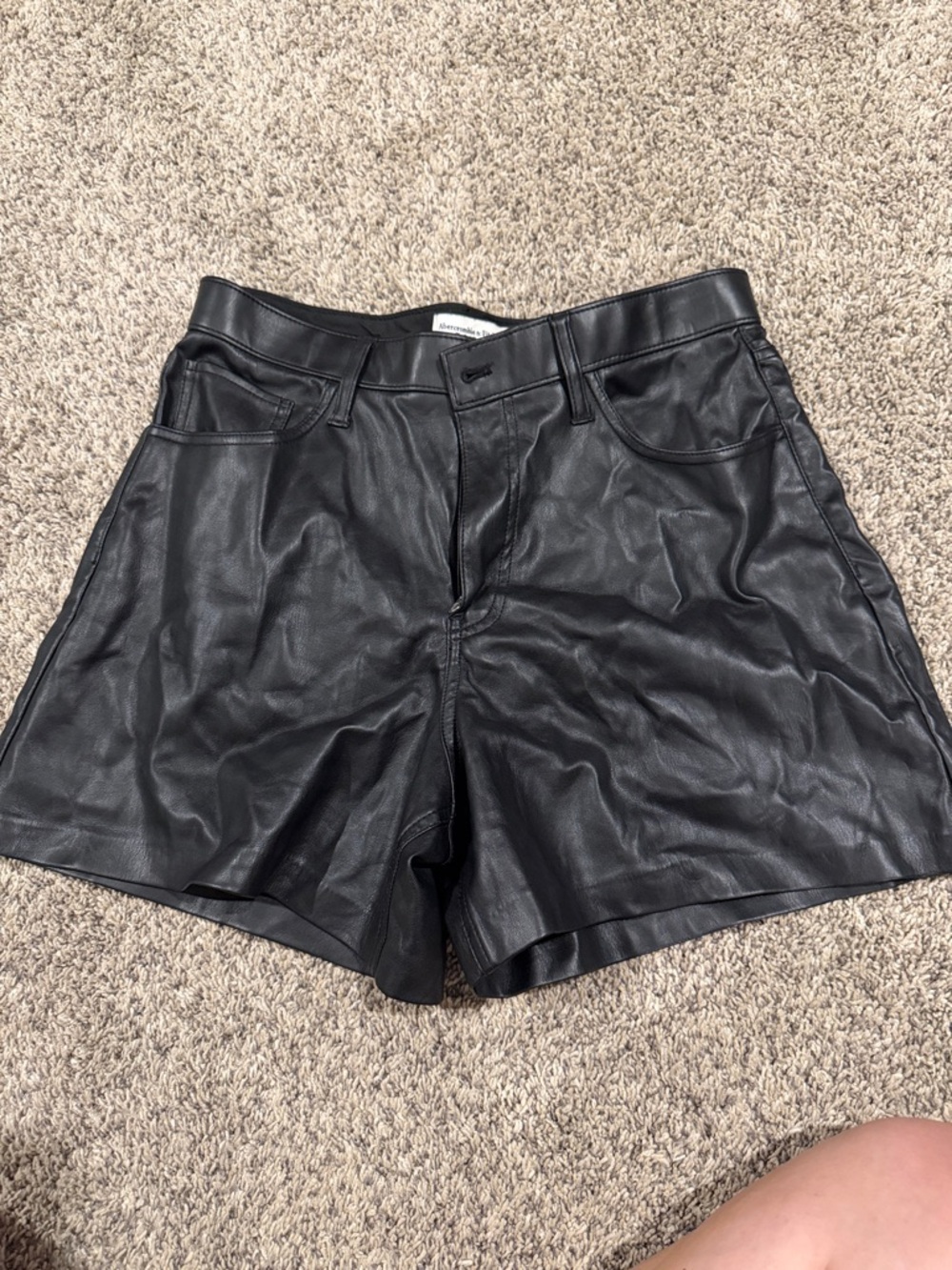Abercrombie & Fitch Black Faux Leather Bermuda Shorts